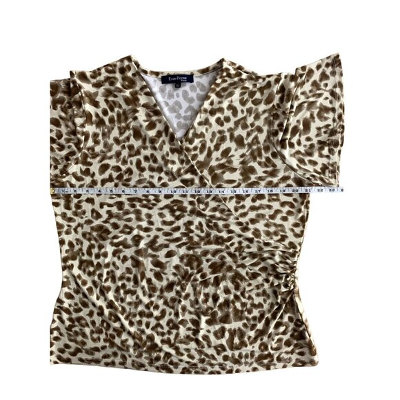 Evan-Picone Woman 2X Leopard Print V-Neck Wrap Blouse Top - Picture 7 of 11